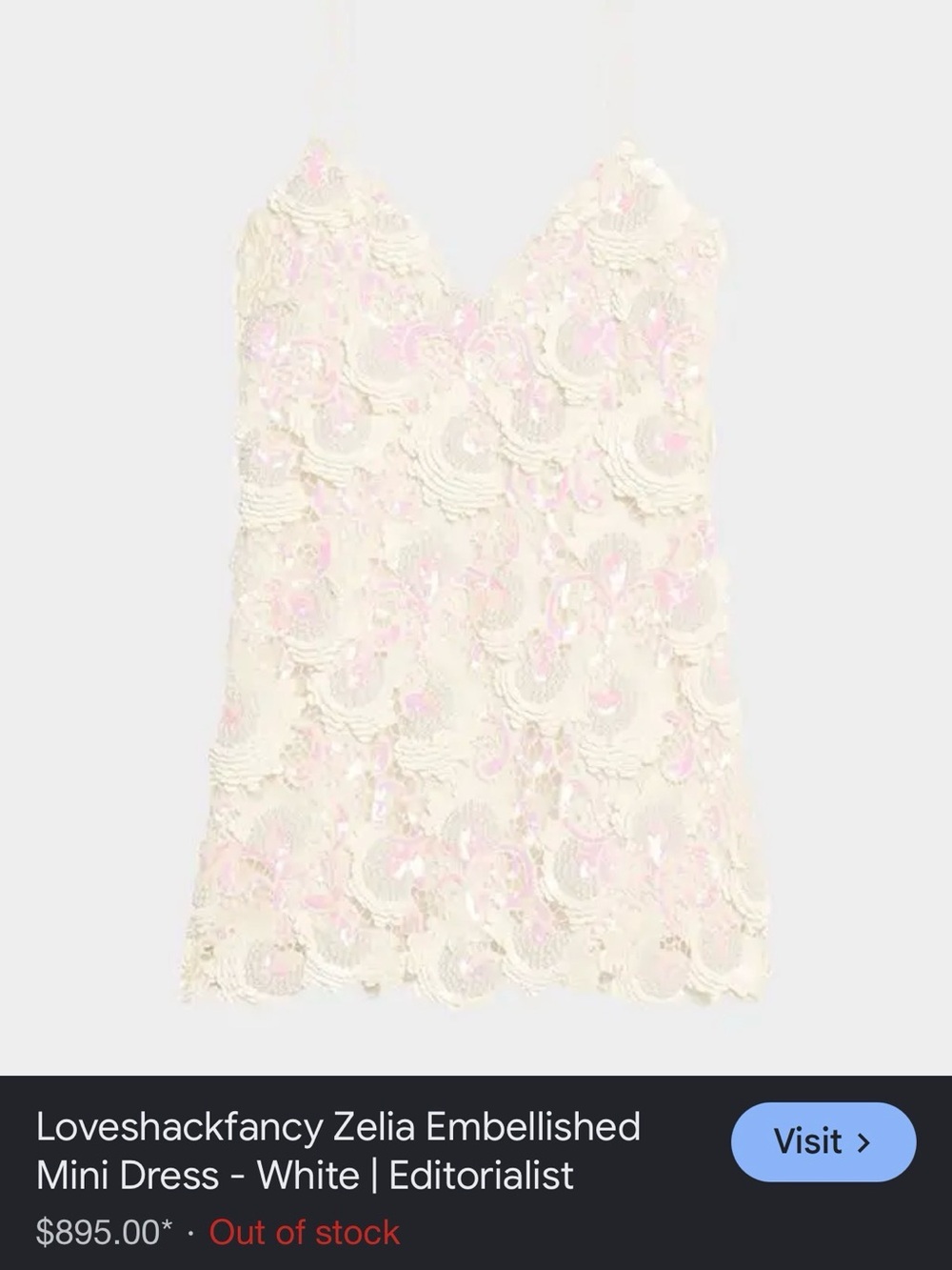 LoveShackFancy Zelia Embellished Mini Dress - Picture 3 of 3